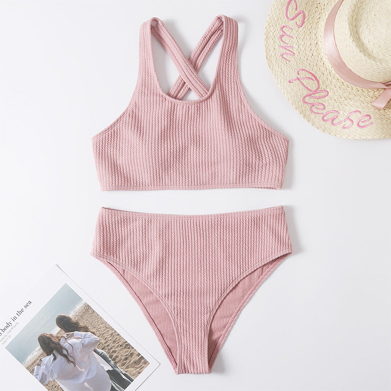 Damen Hochtaillierter Bikini mit geschickt überkreuzten Trägern Echo Archiv