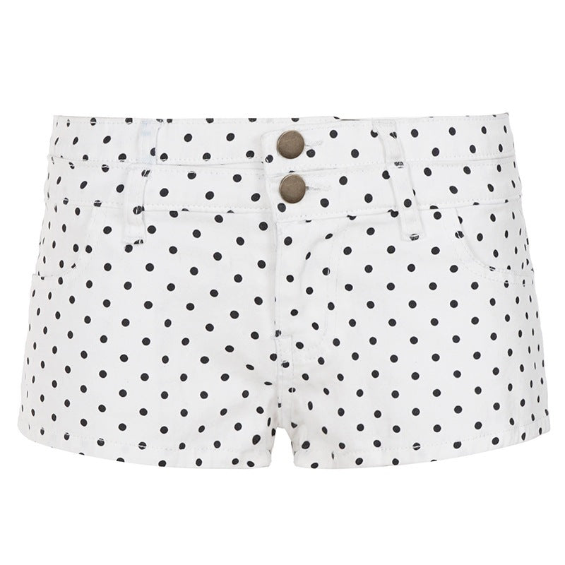 Damen Modische Shorts mit zeitgemäßem Punktedesign und hohem Bund Echo Archiv