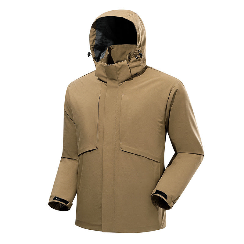 Herren urbaner wasserdichter Tech-Parka mit hochschließendem Kragen und minimalistischen Taschen Echoarchiv