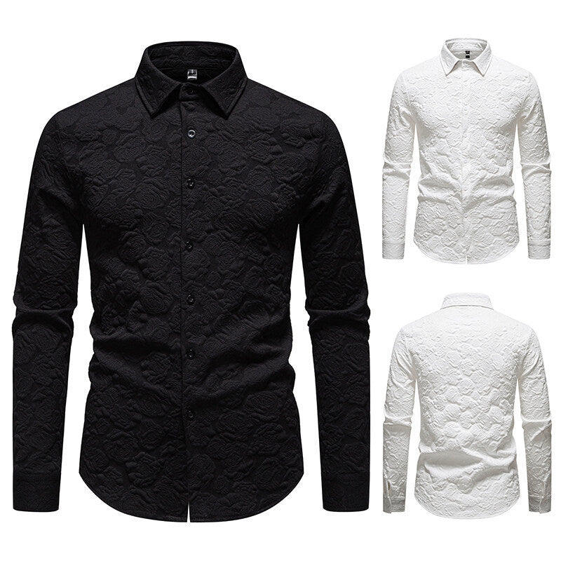 Herren Langarmhemd mit strukturiertem Design Echoarchiv