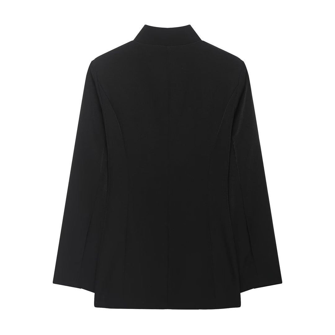 Damen Kastenförmiger Cape-Blazer mit Stehkragen und verdeckter Front Echo Archiv