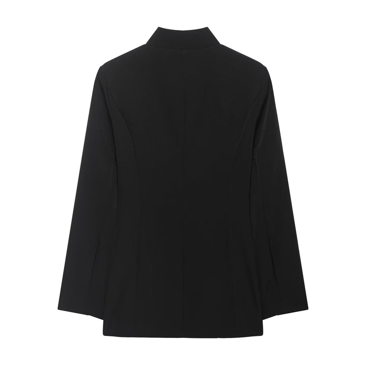Damen Kastenförmiger Cape-Blazer mit Stehkragen und verdeckter Front Echo Archiv