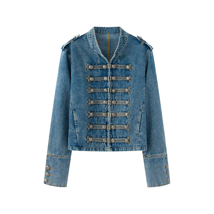 Damen Jeansjacke im Military-Stil mit dekorativer Zierknopfleiste Echo Archiv