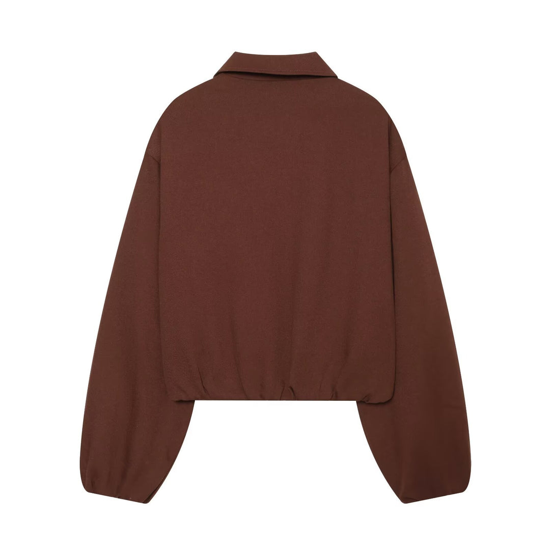 Damen Kurze Boxy-Blousonjacke aus Baumwollmix mit Front-Reißverschluss Echo Archiv