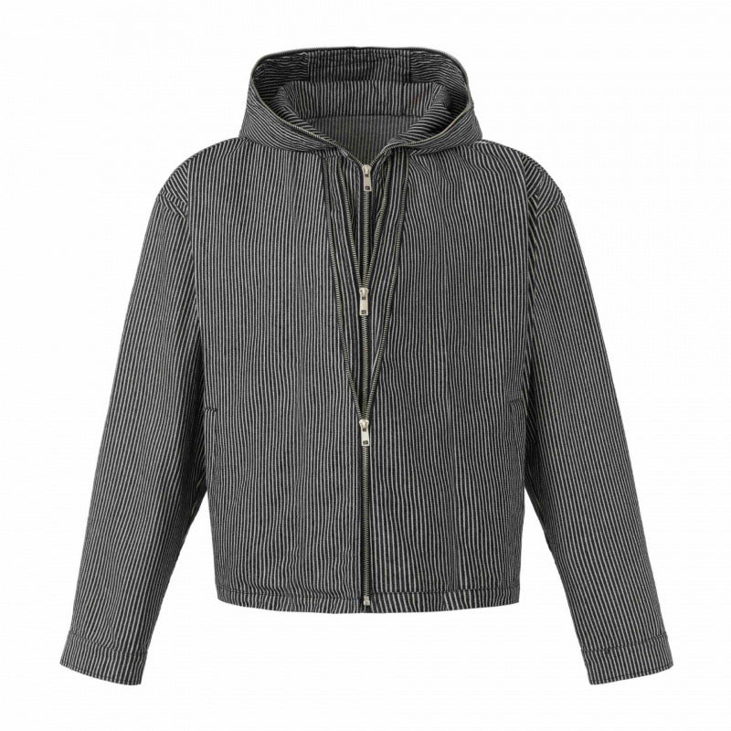 Unisex Kapuzenjacke im Boxy‑Cut mit Doppelreißverschluss und Nadelstreifen‑Optik Echo Archiv