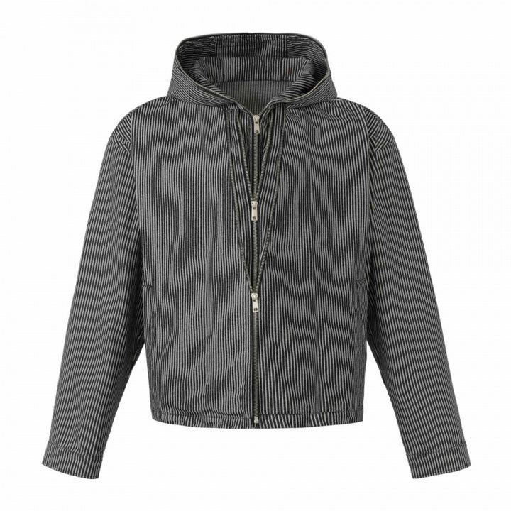 Unisex Kapuzenjacke im Boxy‑Cut mit Doppelreißverschluss und Nadelstreifen‑Optik Echo Archiv