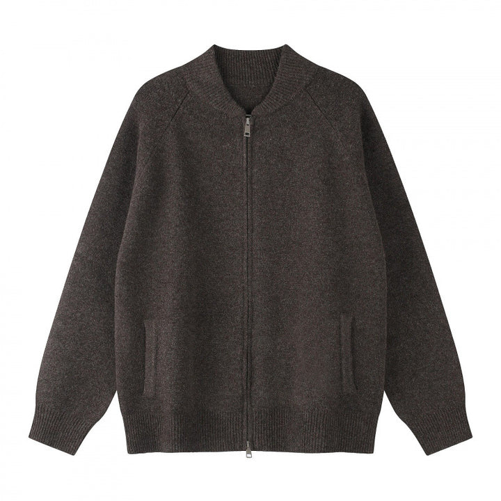Unisex Locker geschnittene Feinstrick-Zipjacke mit Zwei-Wege-Reißverschluss und Rippbündchen Echo Archiv