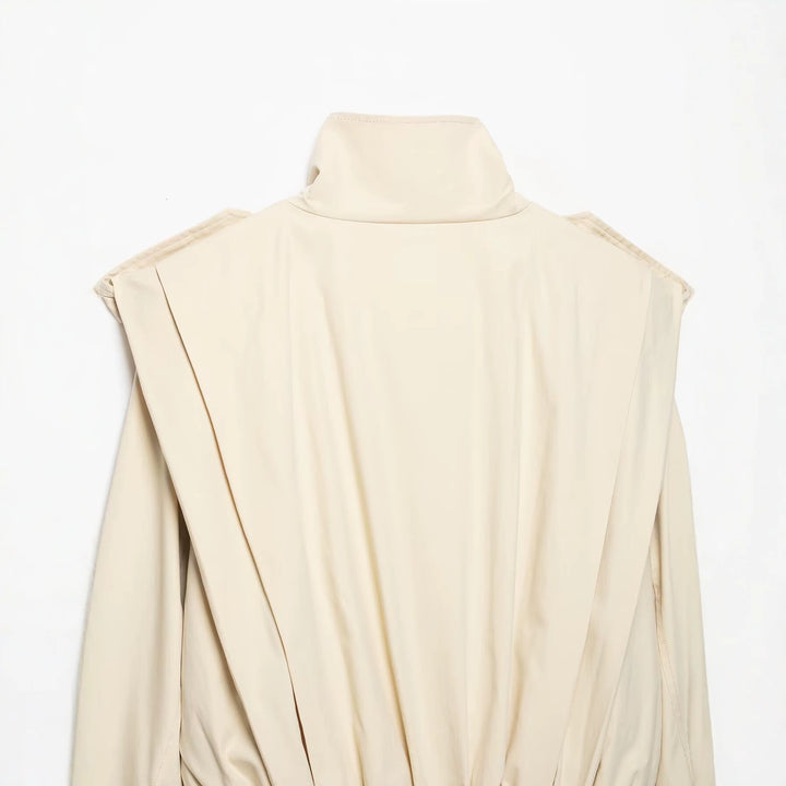 Damen Cropped Trenchjacke im Cape-Look mit doppelreihiger Knopfleiste und hohem Stehkragen Echoarchiv