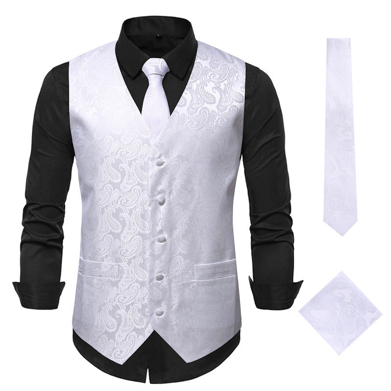 Herren elegante Anzugweste mit eleganten Paisley-Muster und passendem Zubehör Echoarchiv