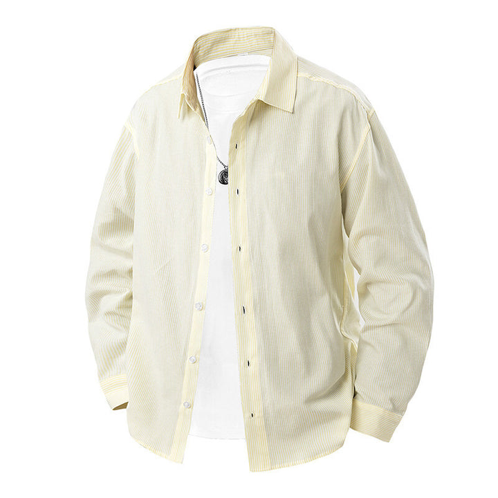 Herren nan gestreiftes Overshirt-Hemd mit lockerer Passform und Kentkragen Echo Archiv