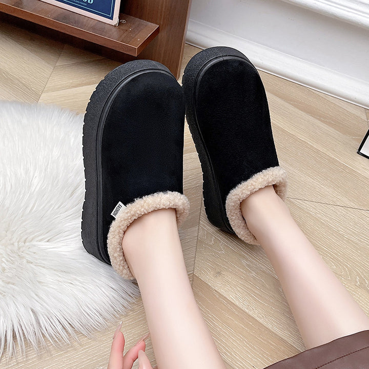 Damen Kuschelige Slipper‑Pantoffeln mit hohem Plateau und Teddyinnenfutter Echo Archiv