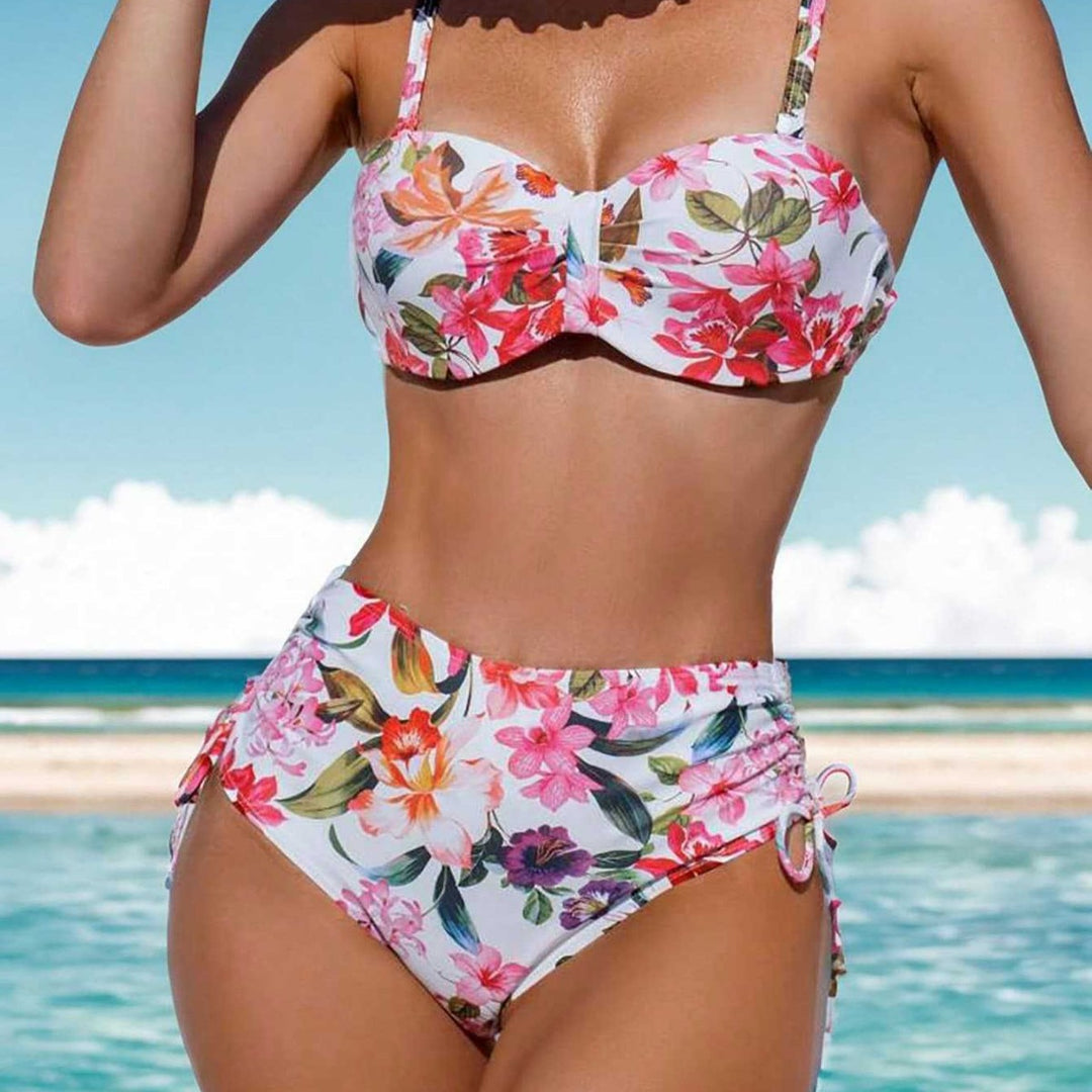 Damen Blumiger Balconette-Bikini mit Hohem Bund Echo Archiv