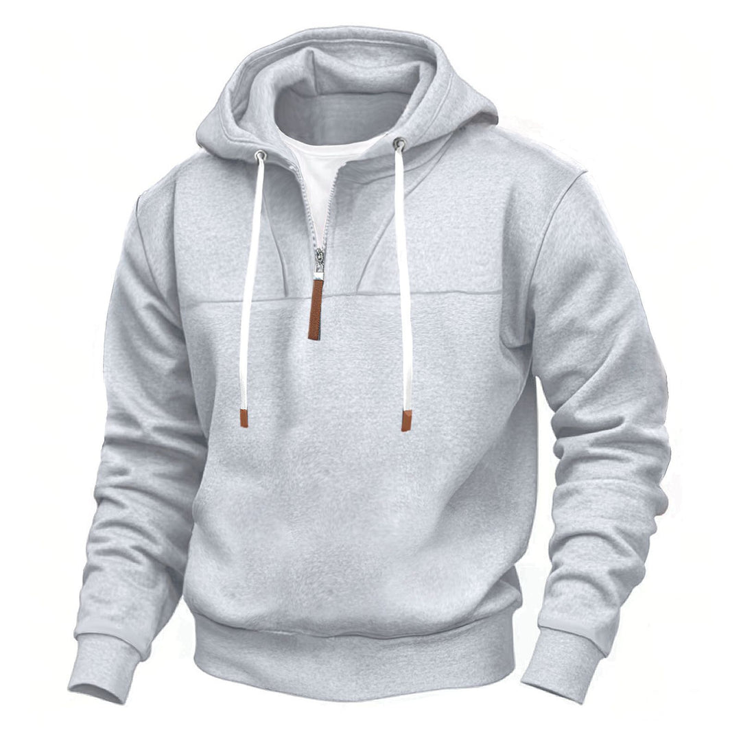 Herren sportlicher Kapuzenpullover mit halbem Reißverschluss und robusten Kontrastdetails Echoarchiv