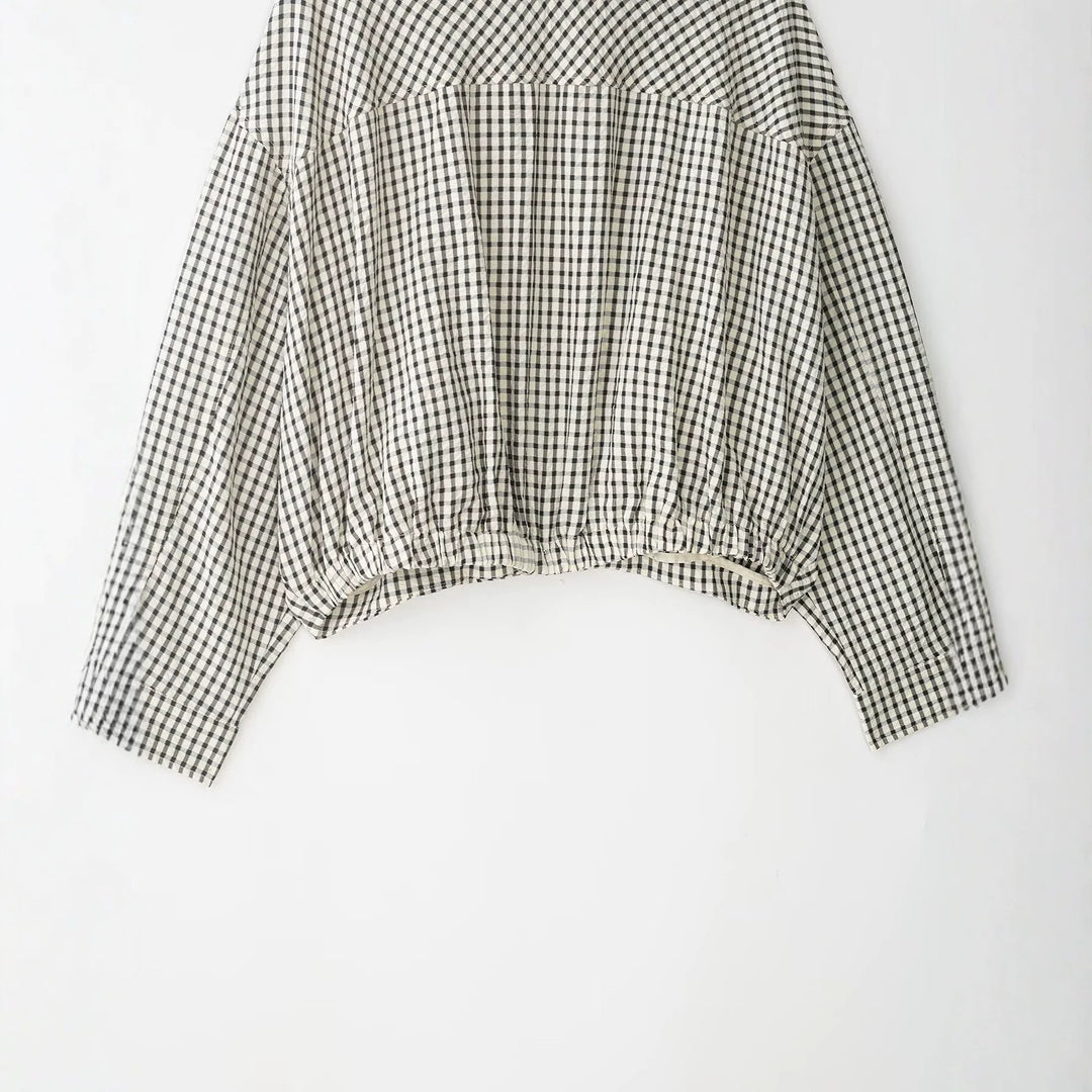 Damen 50+ Cropped Blousonjacke im Boxy Cut mit Stehkragen und feinem Karomuster Echo Archiv