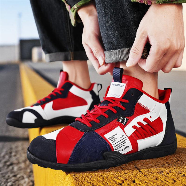 Herren mehrlagige Retro-City-Sneaker mit Wildleder- und Textilmix, gepolstertem Fersenkragen, atmungsaktiver Mesh-Zunge und griffiger Gummisohle – Norré