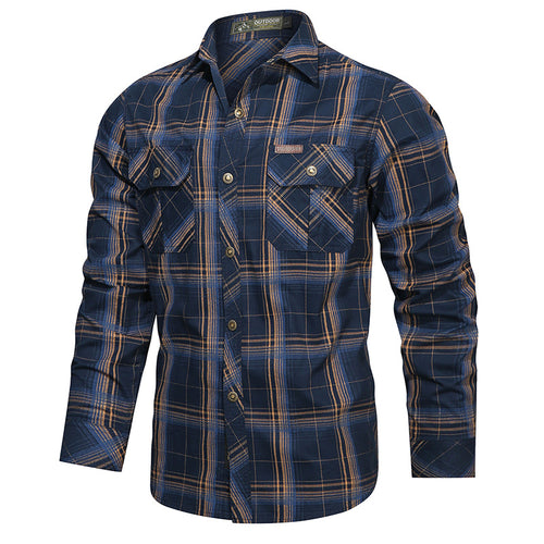 Herren nan kariertes Flanell-Outdoorhemd mit verstärkten Klappbrusttaschen und ergonomischem Rückendetail Echo Archiv