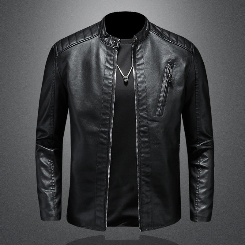 Herren Stilvolle Lederjacke mit schmalem Kragen Echo Archiv