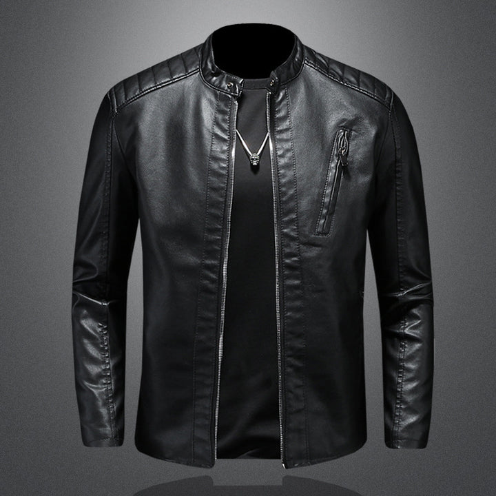 Herren Stilvolle Lederjacke mit schmalem Kragen Echo Archiv