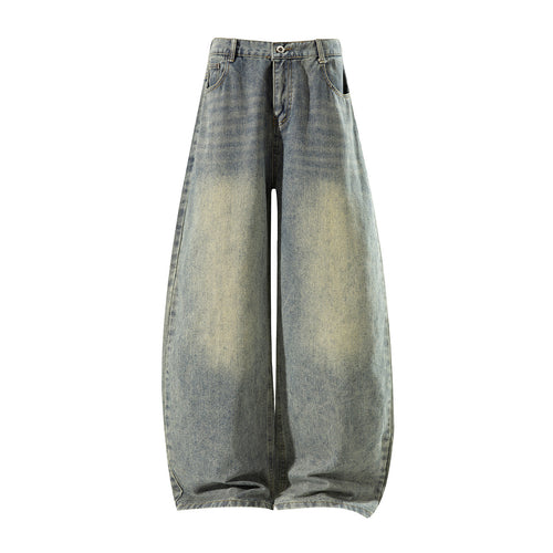 Damen Weite High‑Waist Baggy‑Jeans mit Ballon‑Silhouette und Used‑Waschung Echoarchiv