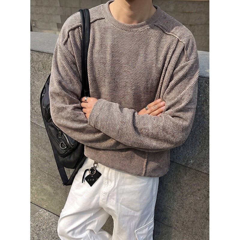 Herren Oversize Waffelstrick-Pullover mit Rundhalsausschnitt Echo Archiv