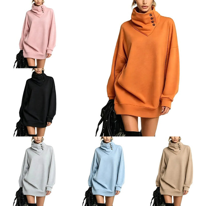 Damen Oversize Sweatshirtkleid mit hohem Knopfkragen Echo Archiv
