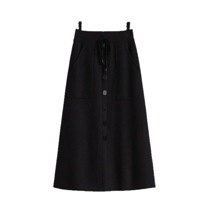 Damen Eleganter Midirock mit praktischen Taschen und Knopfdetails – Rosévia