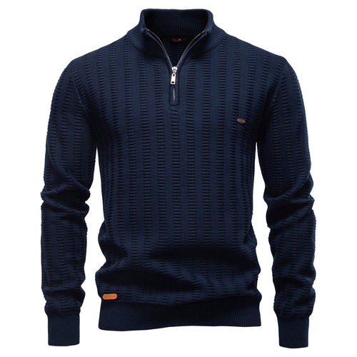 Herren Pullover mit strukturiertem Design und halbem Reißverschluss Echoarchiv