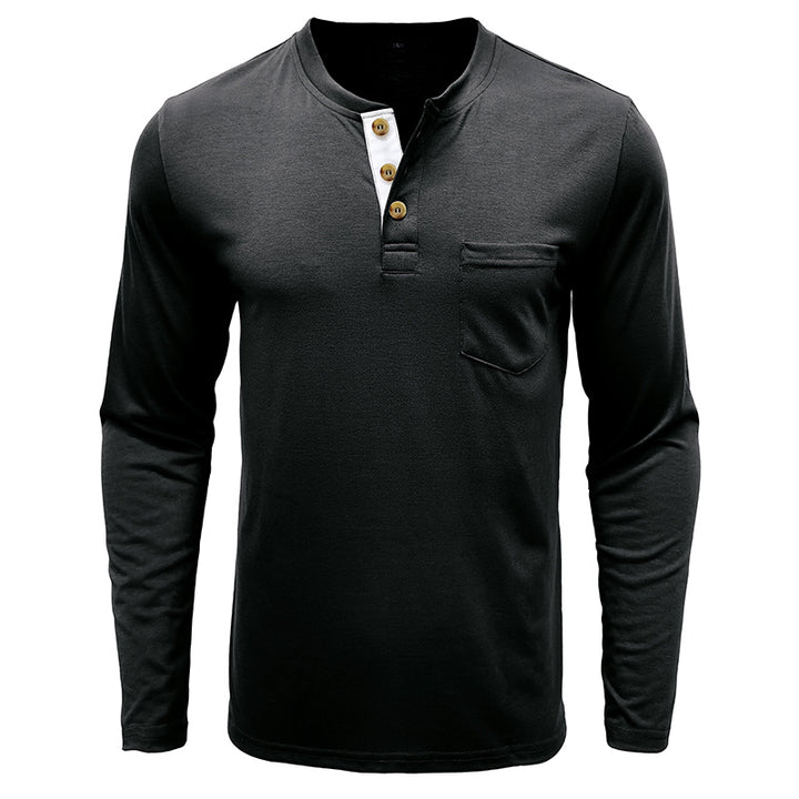 Herren Langarm-Henley-Shirt mit modischen Knöpfen Echoarchiv