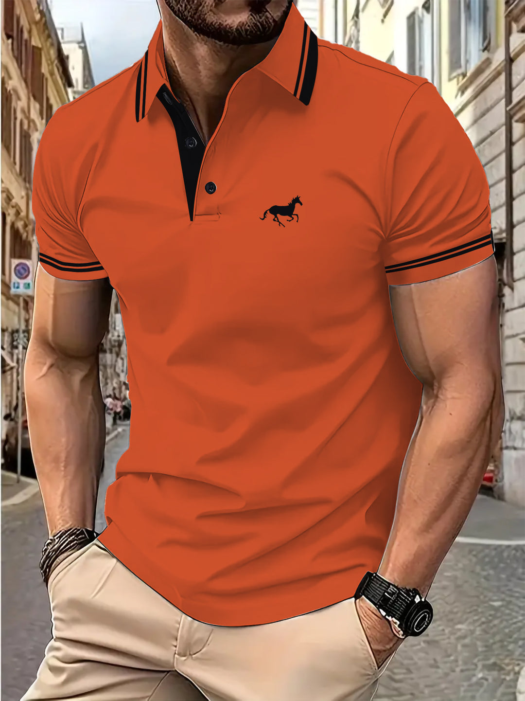 Herren Poloshirt mit modernem Kontrastkragen Echoarchiv
