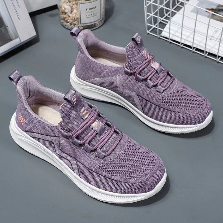 Damen nan gestrickte Slip-On-Sneaker mit elastischer Schnürung, gepolsterter Innenfütterung und dämpfender Profilsohle Echo Archiv