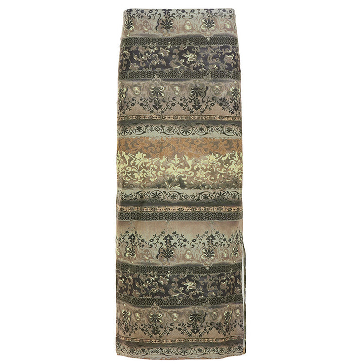 Damen Maxi-Rock mit floralen Mustern und eleganter Spitzenbordüre Echo Archiv