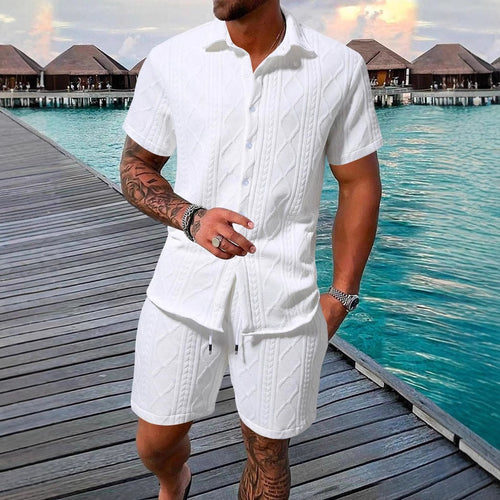 Herren stilvolles Kurzarm-Hemd mit passender Shorts Echoarchiv