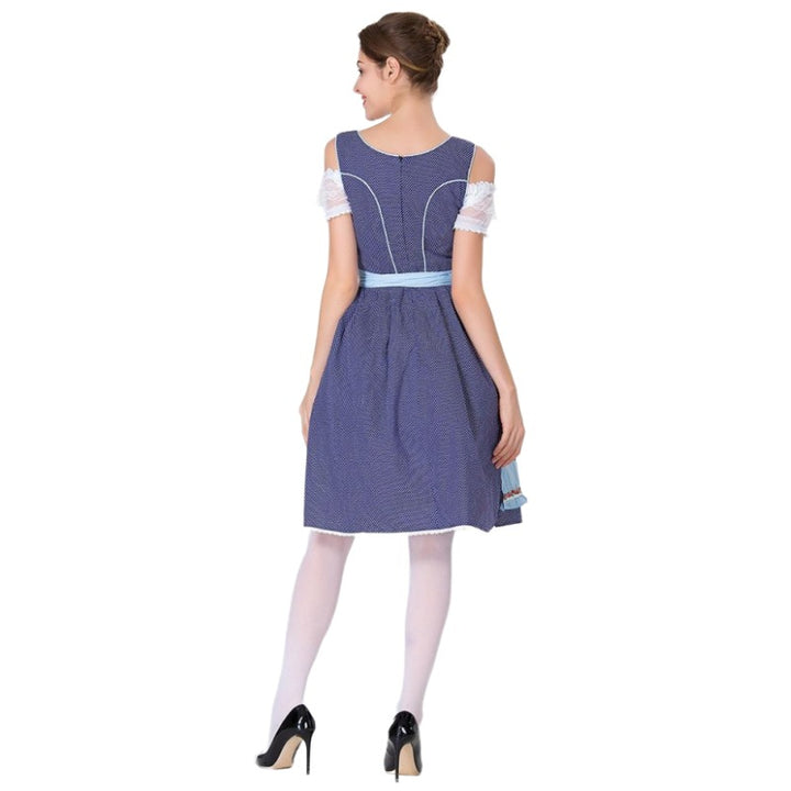 Damen nan traditionelles Dirndl mit Schnürcorsage, knielangem Tellerrock und Schürze Echo Archiv