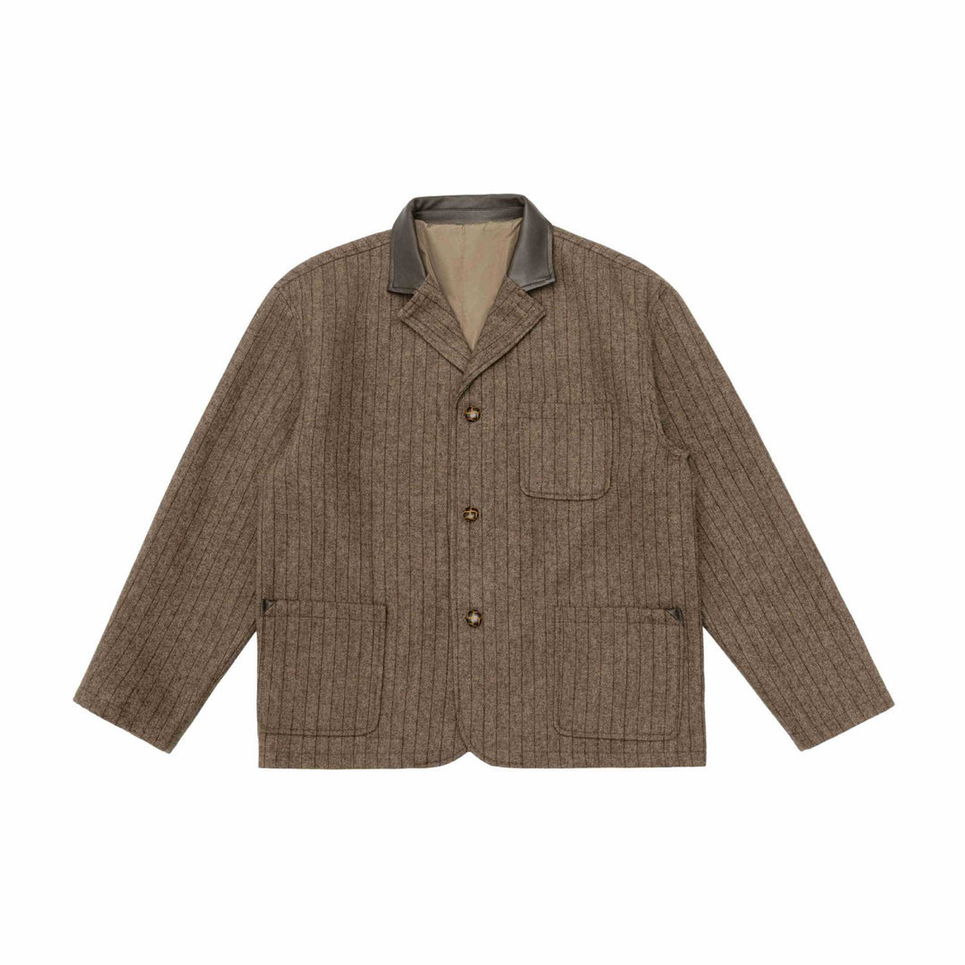 Herren Glencheck-Blousonjacke mit Lederkragen und großen Pattentaschen Echoarchiv
