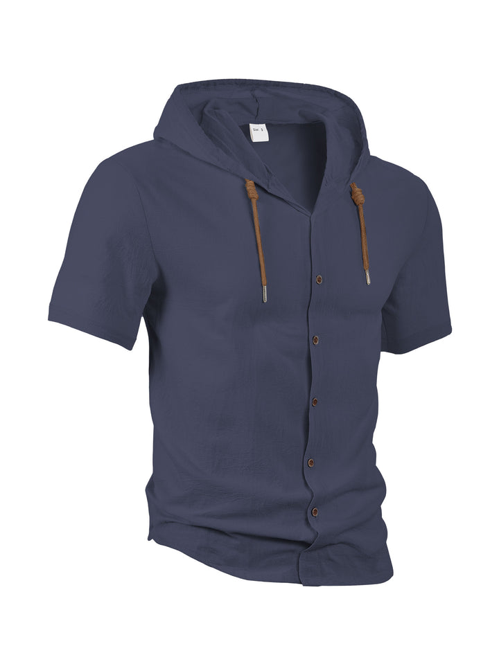 Herren lässiges Kapuzenshirt mit Knopfleiste und leichtem Stoff Echoarchiv