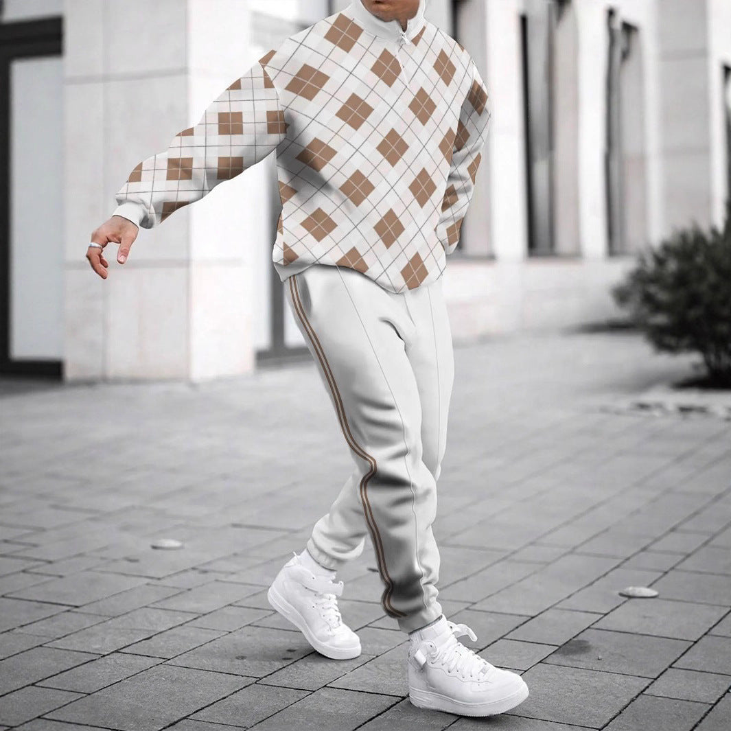Herren Sportliches Sweatshirt mit modernem Zipper und grafischem Muster Echoarchiv