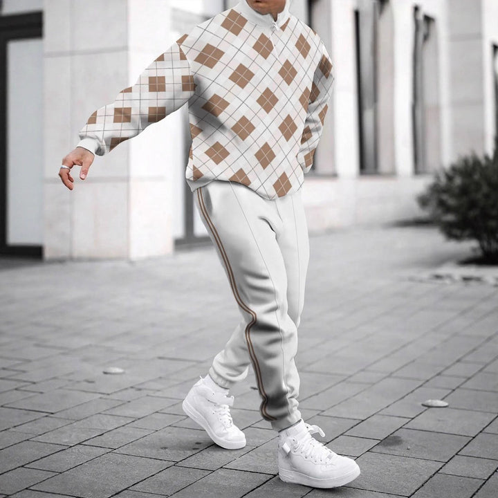 Herren Sportliches Sweatshirt mit modernem Zipper und grafischem Muster Echoarchiv