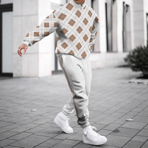 Herren Sportliches Sweatshirt mit modernem Zipper und grafischem Muster Echoarchiv