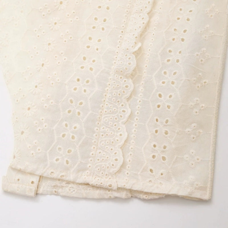 Damen Broderie Anglaise Baumwollbluse mit Rüschenbesatz und Ballonärmeln Echo Archiv