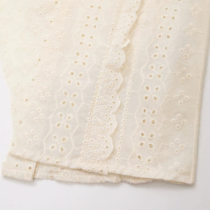 Damen Broderie Anglaise Baumwollbluse mit Rüschenbesatz und Ballonärmeln Echo Archiv