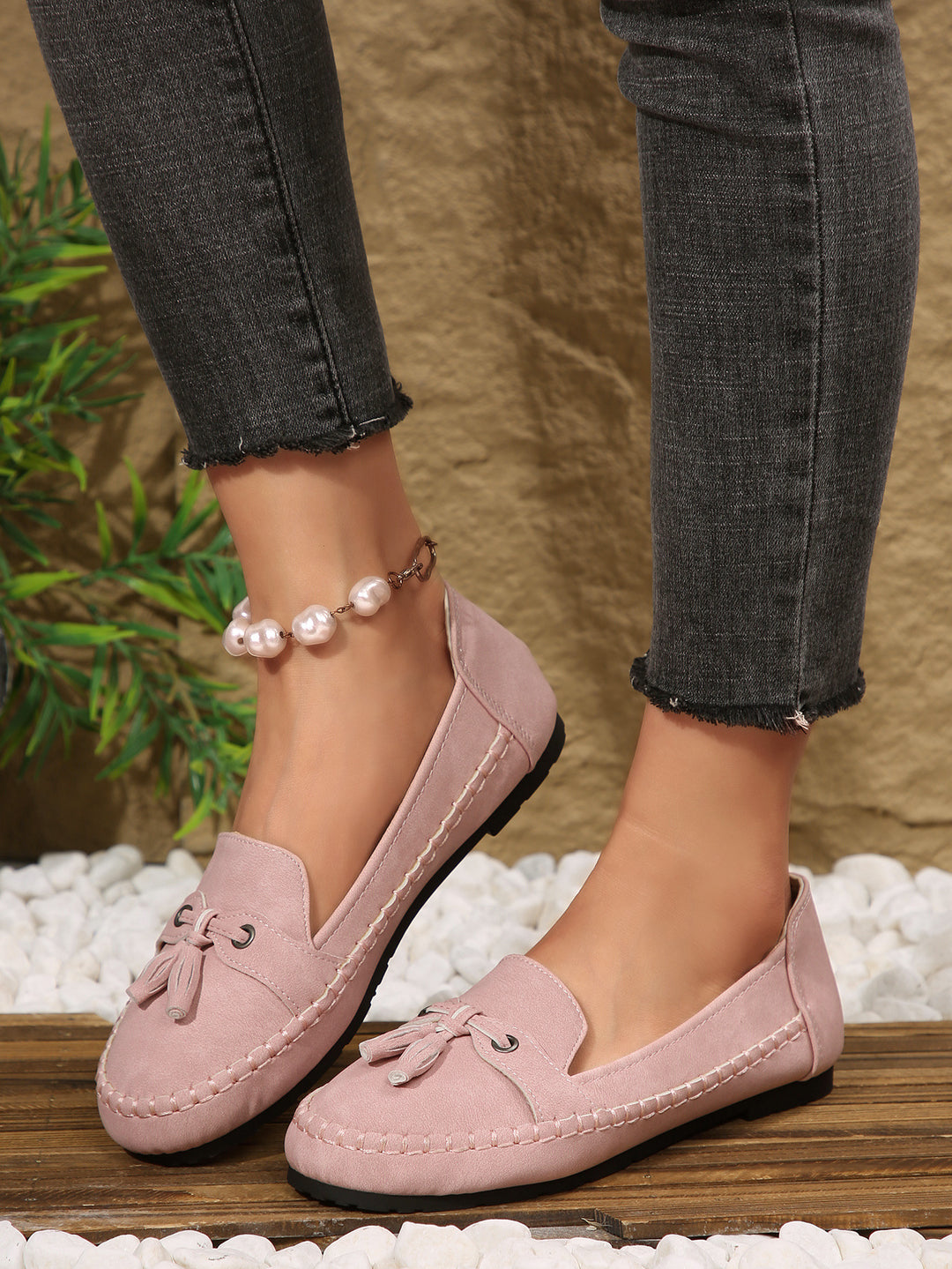 Damen  klassische Mokassin-Slipper mit Quasten und weichem Komfortfußbett Echo Archiv