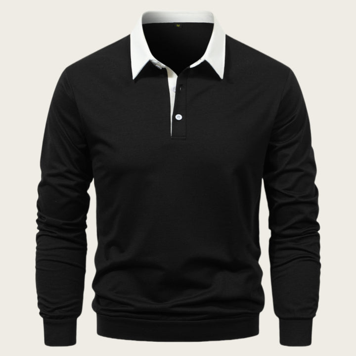 Herren Langarm Poloshirt mit kontrastierendem Kragen Echoarchiv