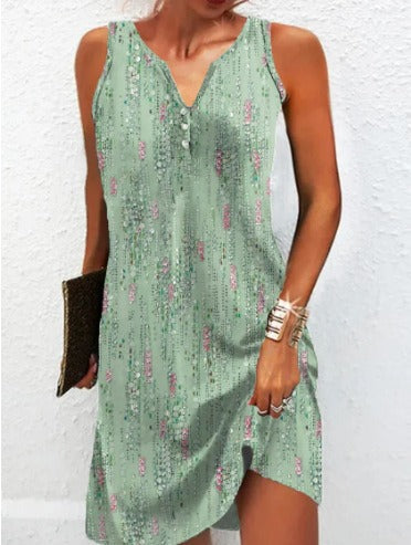 Damen, lässiges Sommerkleid mit V-Ausschnitt und asymmetrischem Saum Echoarchiv