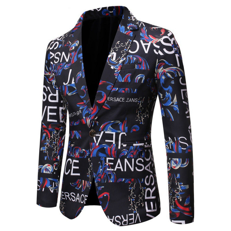 Herren Designer-Blazer mit kreativem Schriftzug Echoarchiv
