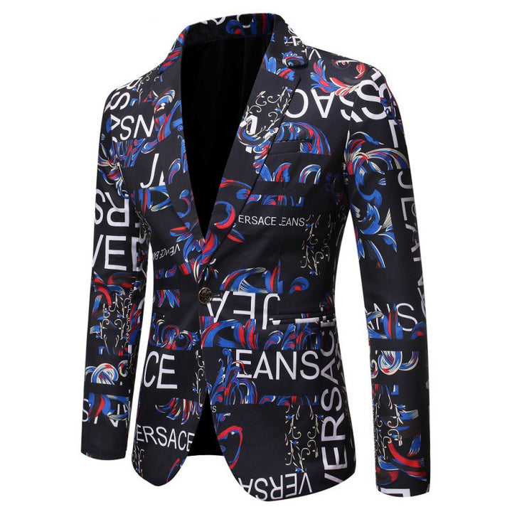 Herren Designer-Blazer mit kreativem Schriftzug Echoarchiv