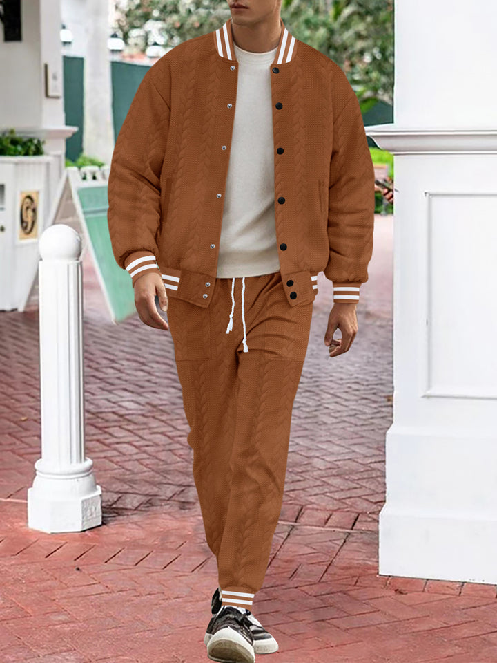 Herren lässiger Strick-Collegejacke mit modernem Design und bequemen Details Echoarchiv