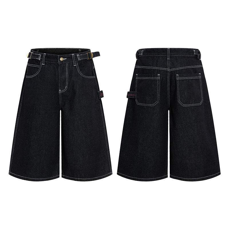 Damen Weite Denim-Culotte im Palazzoschnitt mit sichtbaren Kontrastnähten Echo Archiv