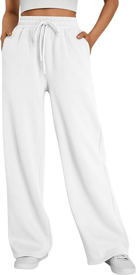 Damen weite Loungehose mit hohem Elastikbund, verstellbarem Kordelzug und fließender Palazzosilhouette – Avélisse