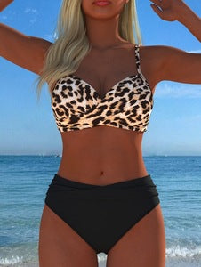 Damen Bikini-Set mit gepolstertem Oberteil und hohem Taillenschnitt Echo Archiv