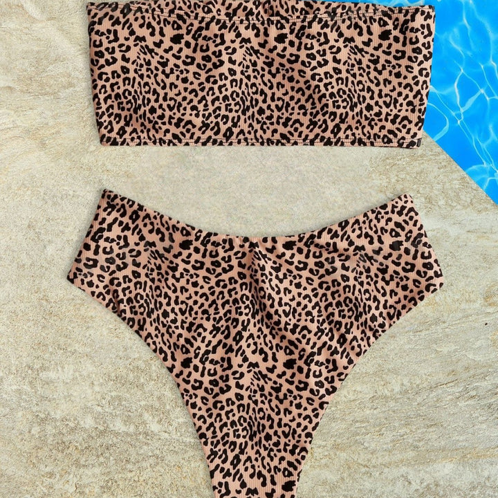 Damen Bandeau-Bikini-Set mit elegantem Leopardenmuster Echo Archiv